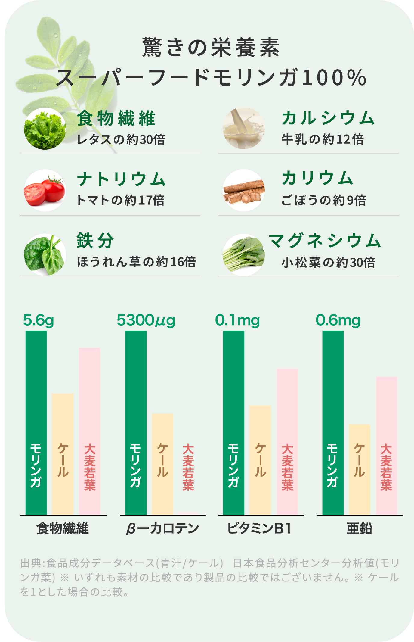 驚きの栄養素スーパーフード モリンガ100%